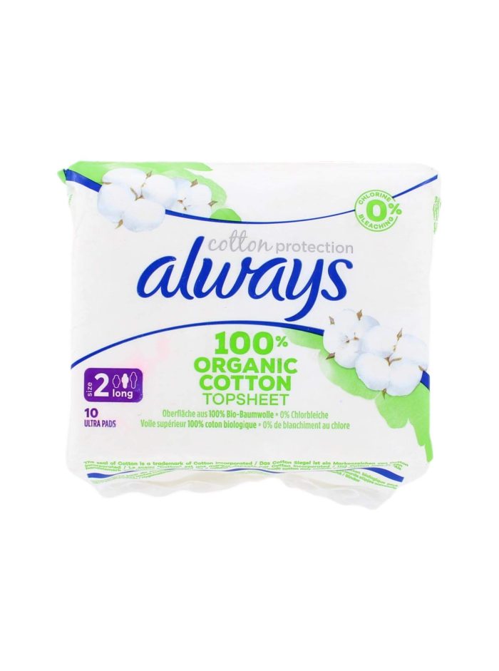 Always Maandverband Met Vleugels Organic Cotton Long, 10 Stuks