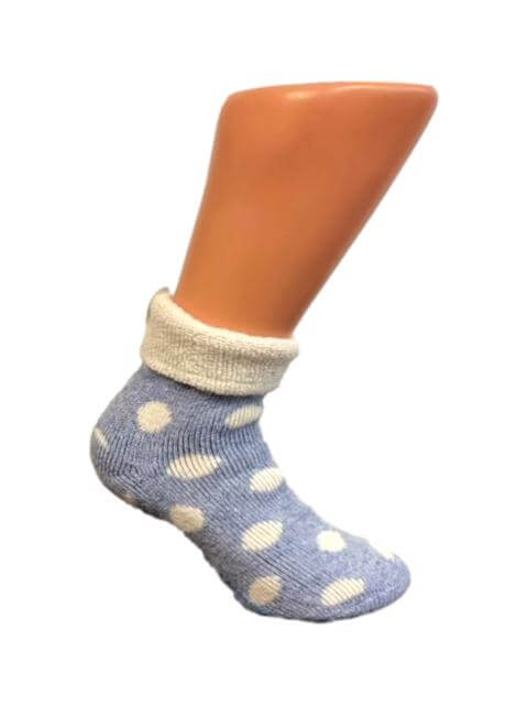 Boru Wollen Anti Slip (Dots) Sokken Met Omslag Licht Blauw