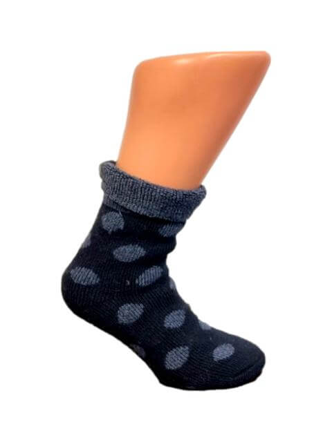 Boru Wollen Anti Slip (Dots) Sokken Met Omslag Marine