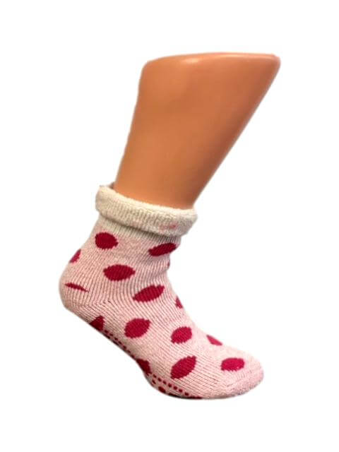 Boru Wollen Anti Slip (Dots) Sokken Met Omslag Roze