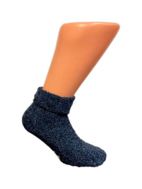 Boru Wollen Anti Slip (Relax & Chill) Sokken Met Omslag Donkerblauw