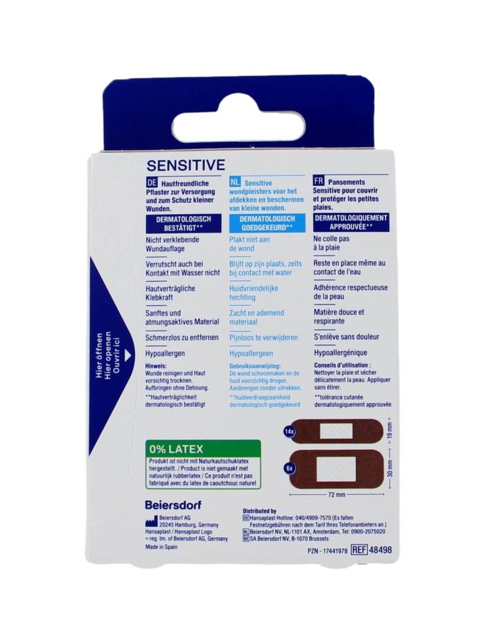 Hansaplast Pleisters Sensitive Dark, 20 Strips