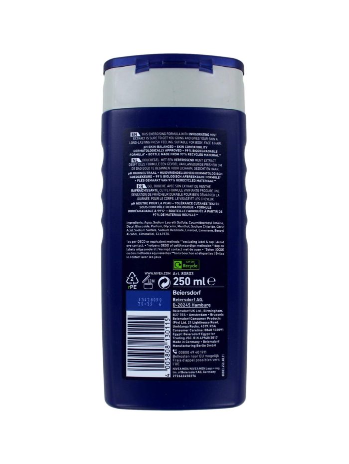 Nivea Men Douchegel Energy, 250 ml
