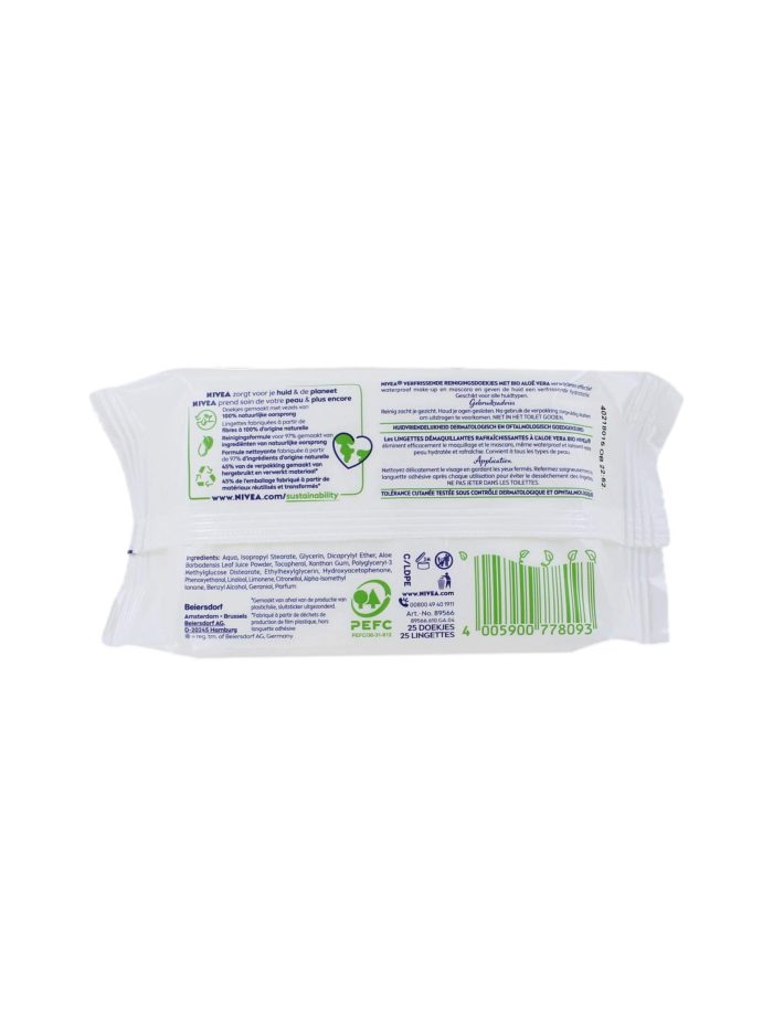 Nivea Reinigingsdoekjes Bio Aloe Vera, 25 Stuks