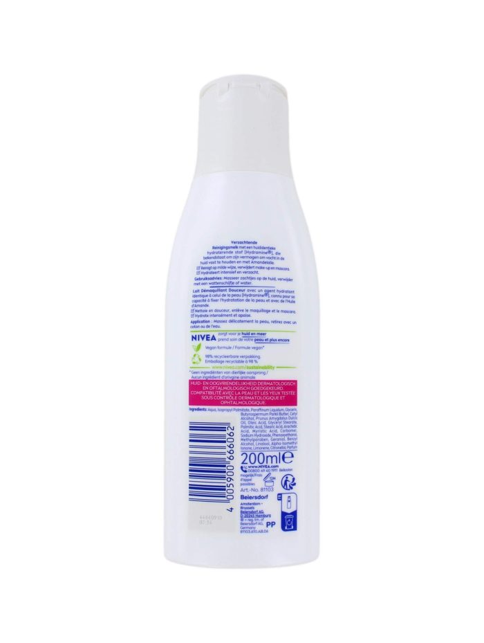 Nivea Reinigingsmelk Droge & Gevoelige Huid Amandelolie, 200 ml