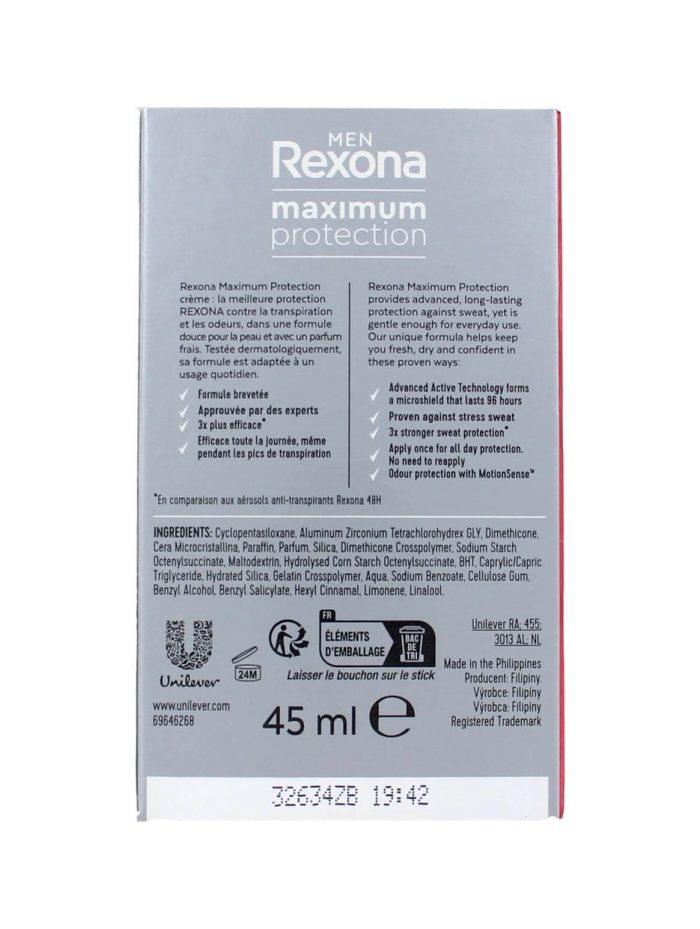 Rexona Men Deodorant Maximum Protection Intense Sport, 45 ml