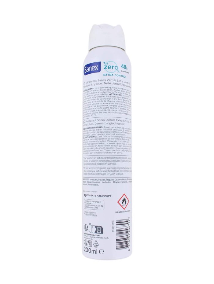 Sanex Deodorant Spray Zero% Extra Control, 200 ml