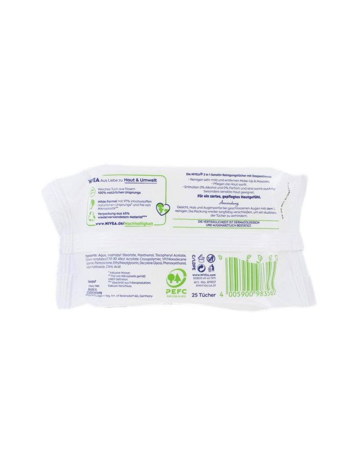 Nivea Reinigingsdoekjes 3in1 Sensitive, 25 Stuks