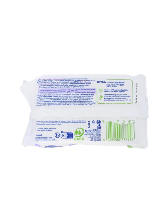 Nivea Reinigingsdoekjes Sensitive, 25 Stuks