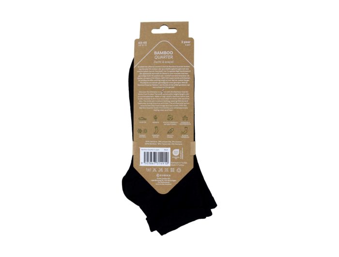 Bamboo Quarter Sokken Zwart 2-pack