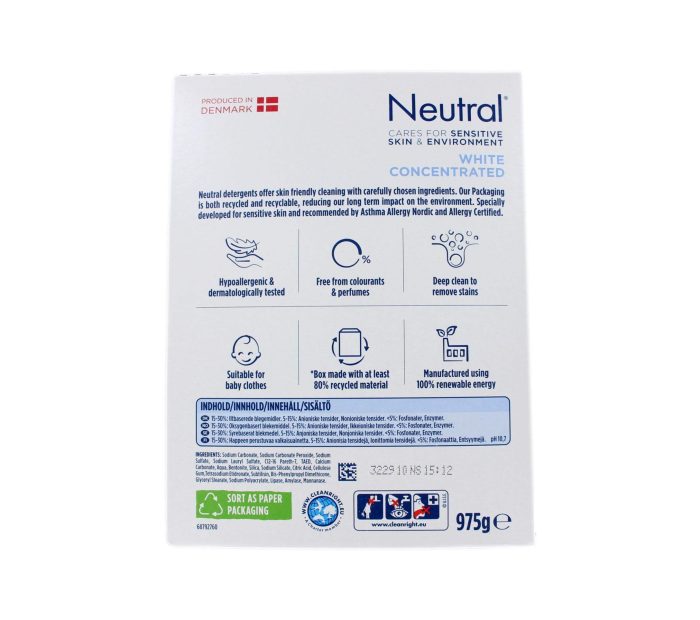 Neutral Waspoeder Wit 20 Wasbeurten, 975 Gram