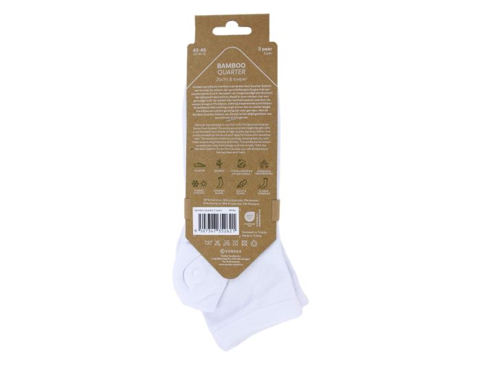 Bamboo Quarter Sokken Wit 2-pack