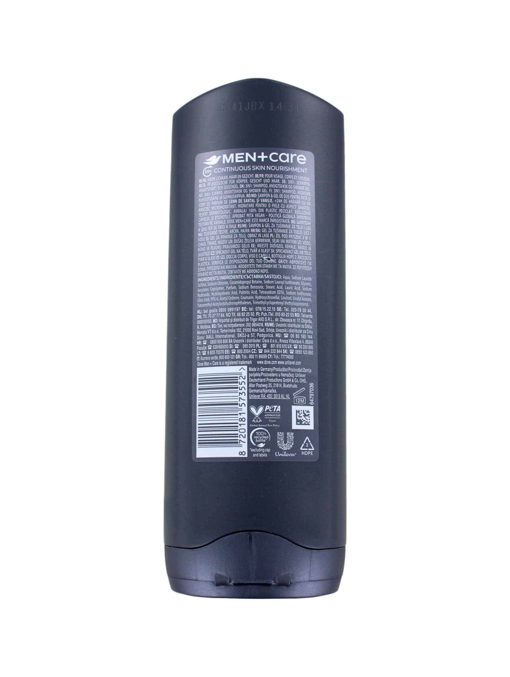 Dove Men+Care Douchegel Sandalwood + Vanilla, 250 ml, foto 2 van 2