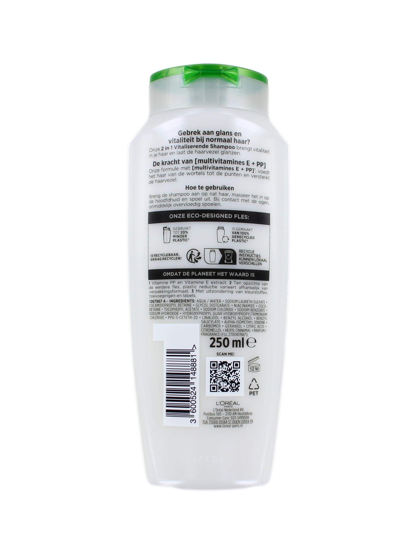 L’Oreal Elvive Shampoo 2in1 Vitaliserend, 250 ml, foto 2 van 2