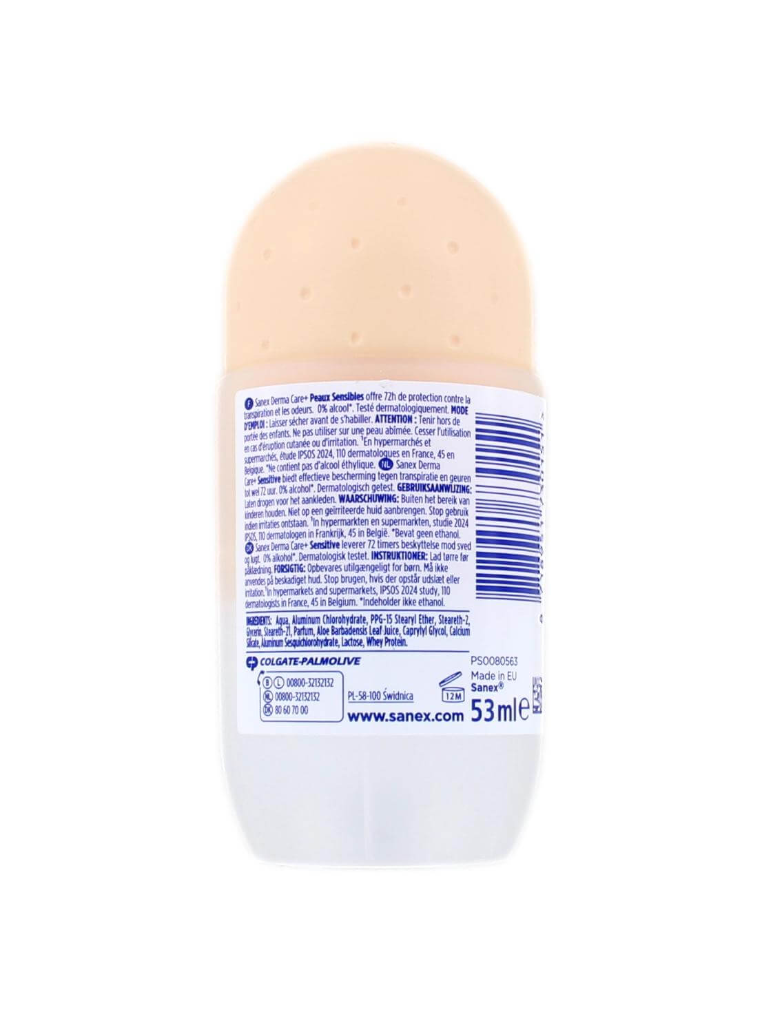 Sanex Deodorant Roller Derma Care Sensitive, 53 ml, foto 2 van 2