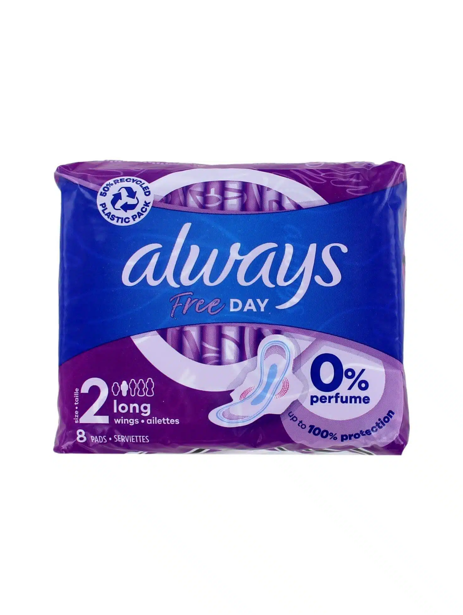 Always Maandverband Free Day Long Met Vleugels Size 2, 8 Stuks