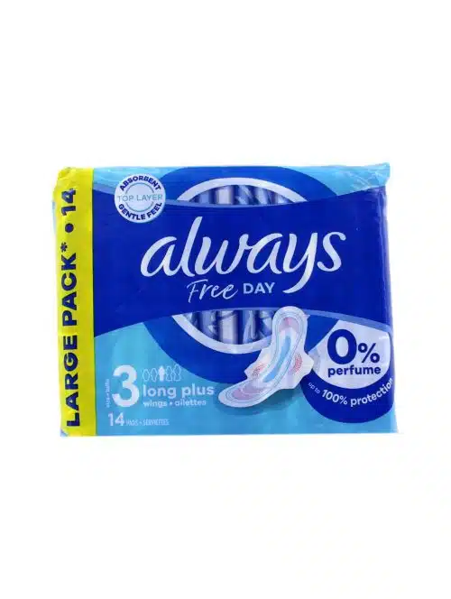 Always Maandverband Free Day Long Plus Met Vleugels Size 3, 14 Stuks