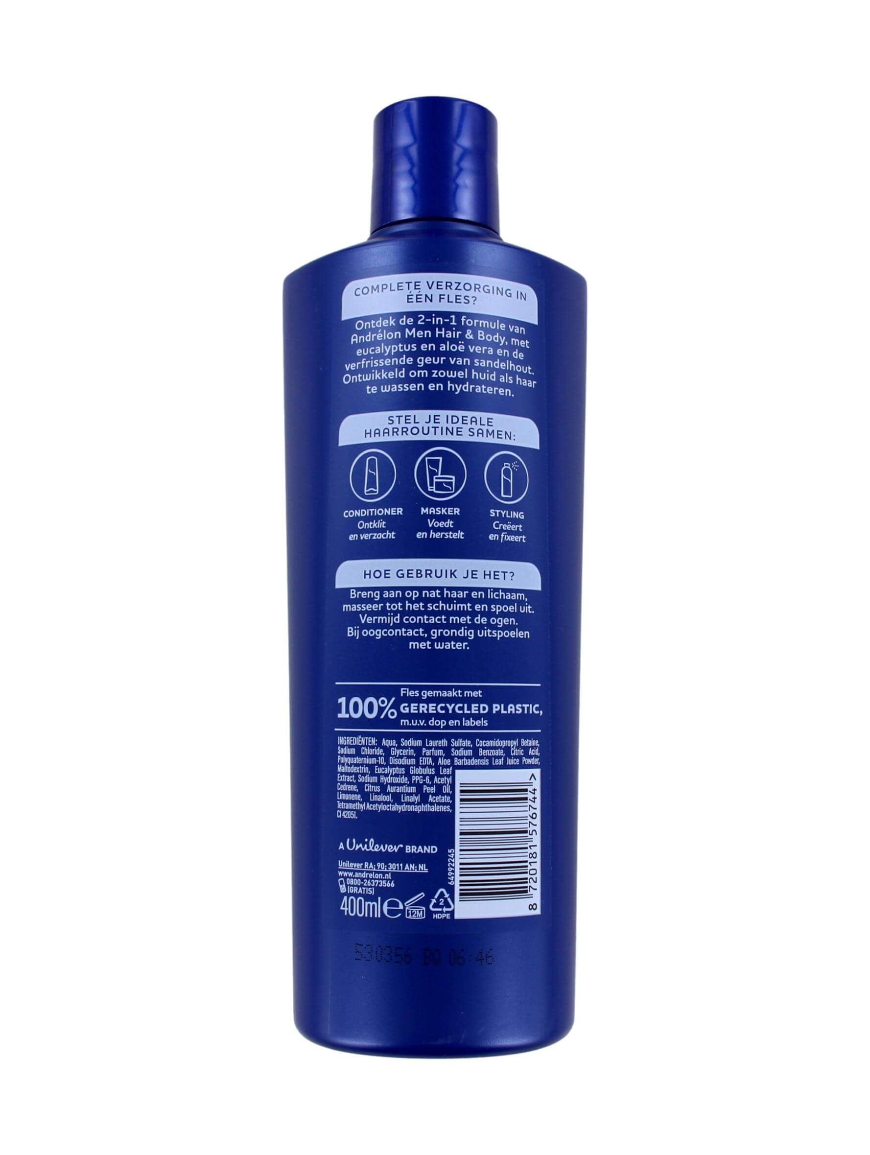 Andrelon Shampoo For Men Hair & Body, 400 ml, foto 2 van 2