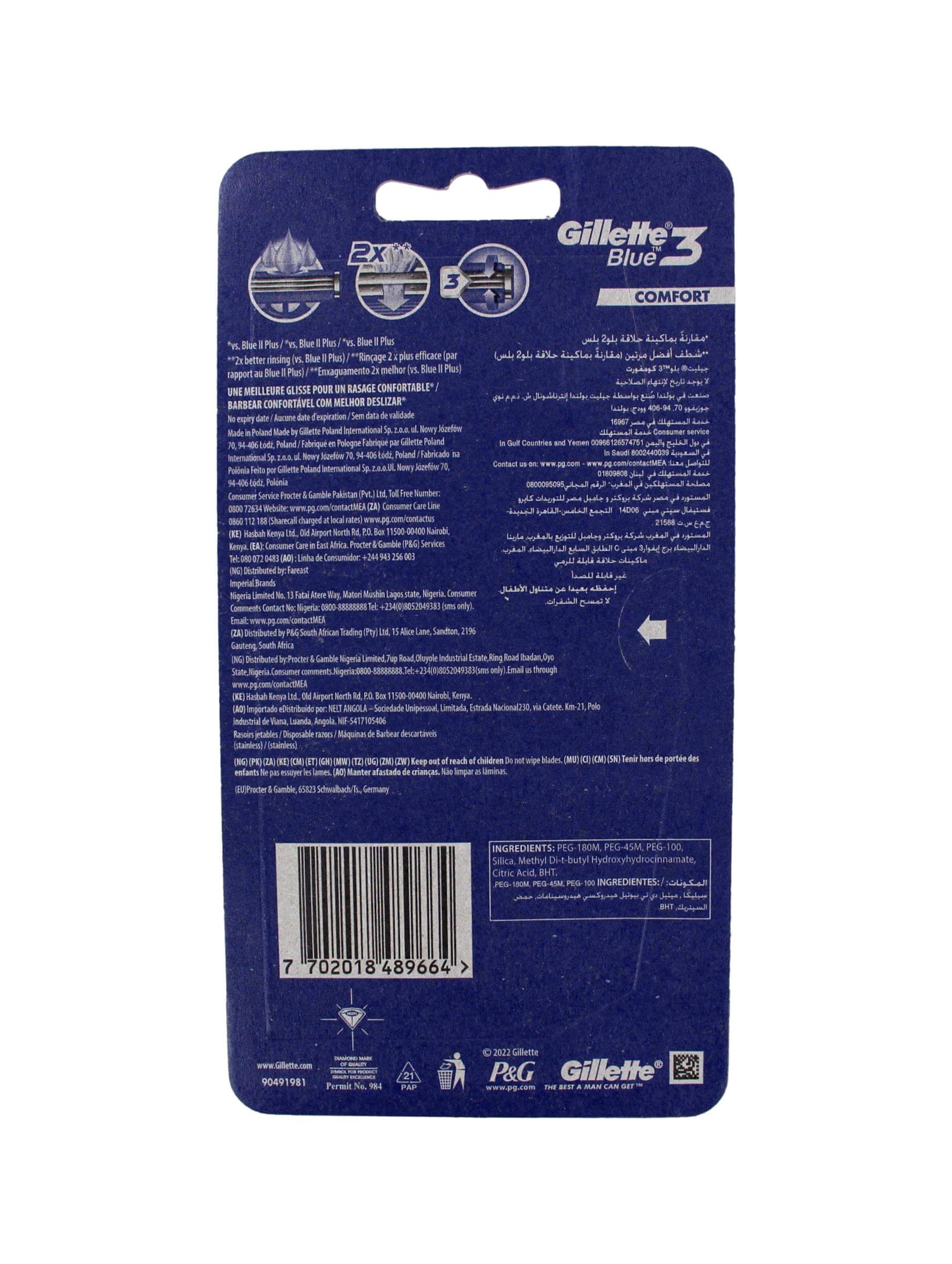 Gillette Wegwerpscheermesjes Blue 3 Comfort, 3 Stuks, foto 2 van 2