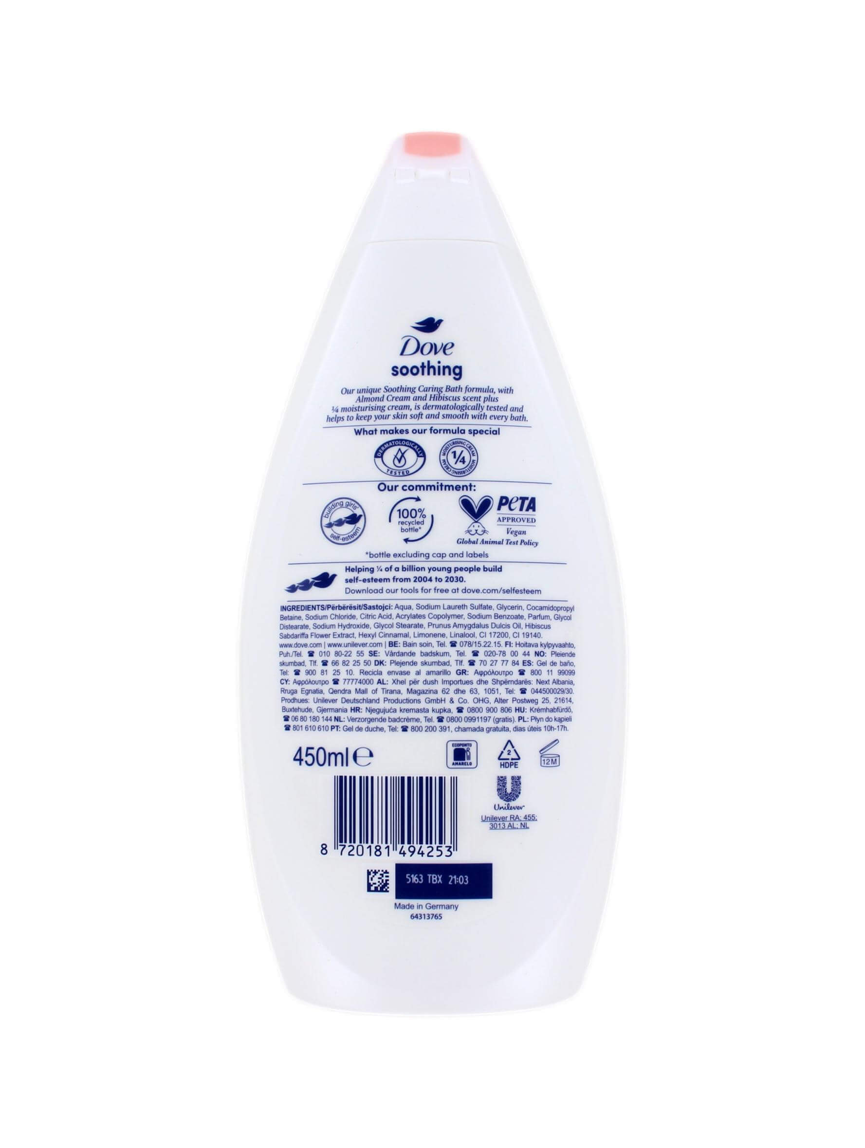Dove Caring Bath Soothing Almond Oil, 450 ml, foto 2 van 2