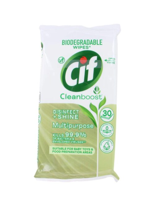 Cif Reinigingsdoekjes Biodegradable Multipurpose Disinfect + Shine, 30 Stuks
