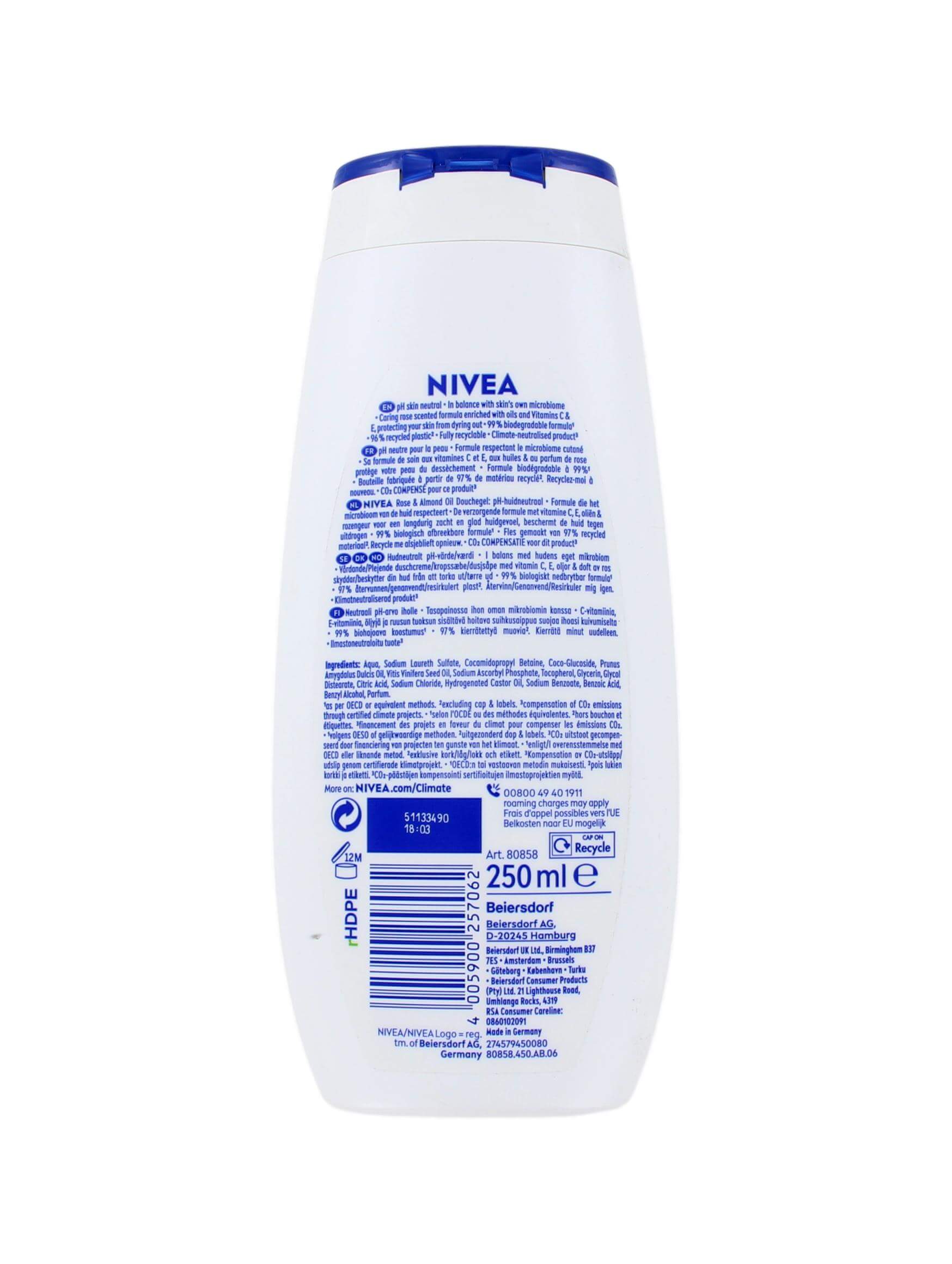 Nivea Douchegel Rose & Almond Oil, 250 ml, foto 2 van 2