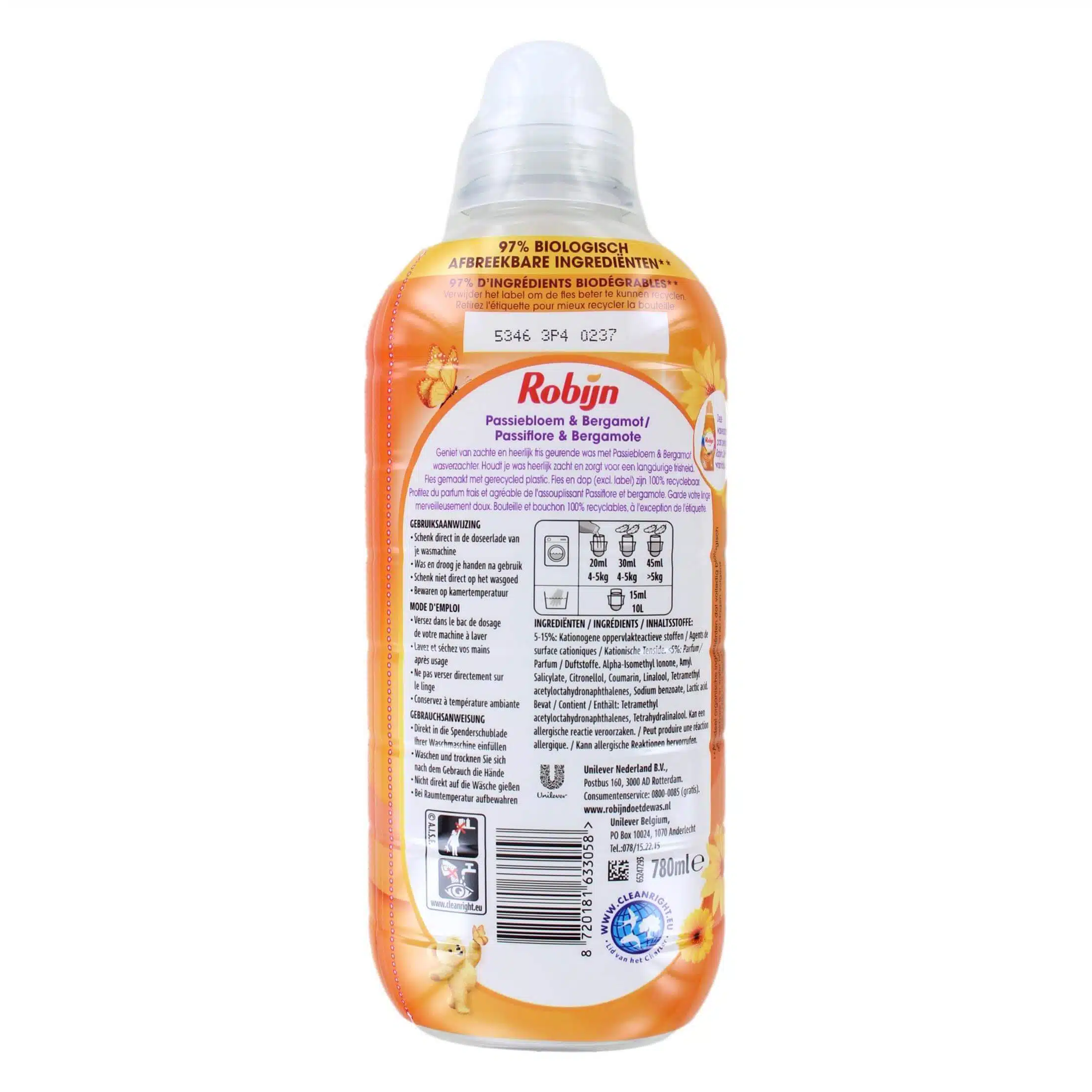 Robijn Wasverzachter Passiebloem & Bergamot 39 Wasbeurten, 780 ml