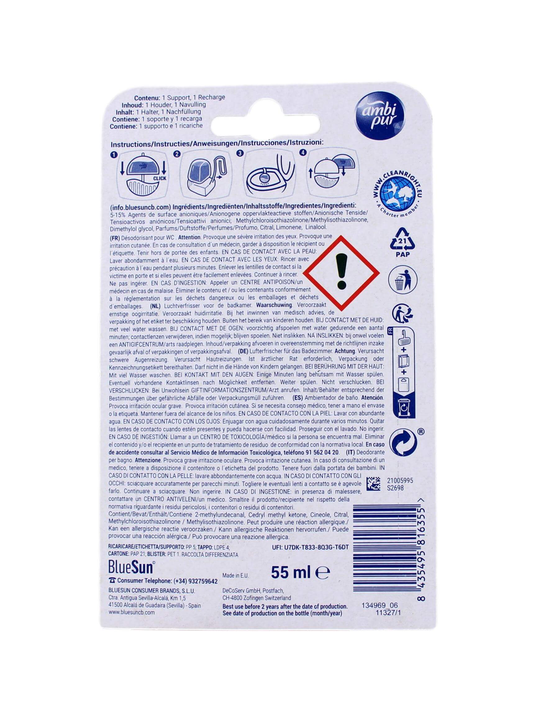 Ambi Pur Toiletblok Fresh Water & Mint, 55 ml, foto 2 van 2
