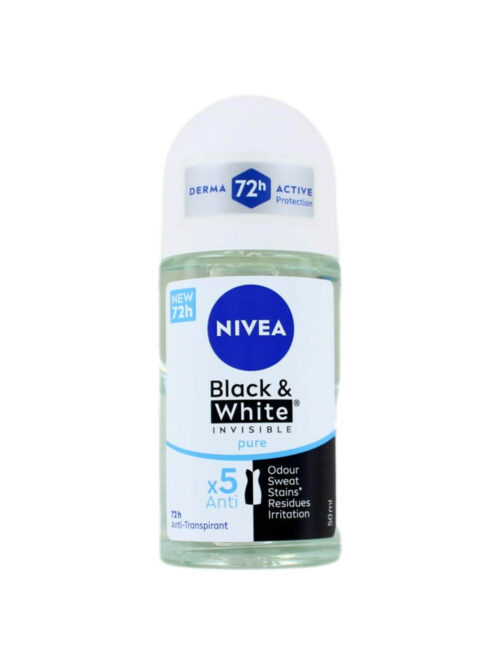 Nivea Deodorant Roller Invisible Black & White Pure, 50 ml
