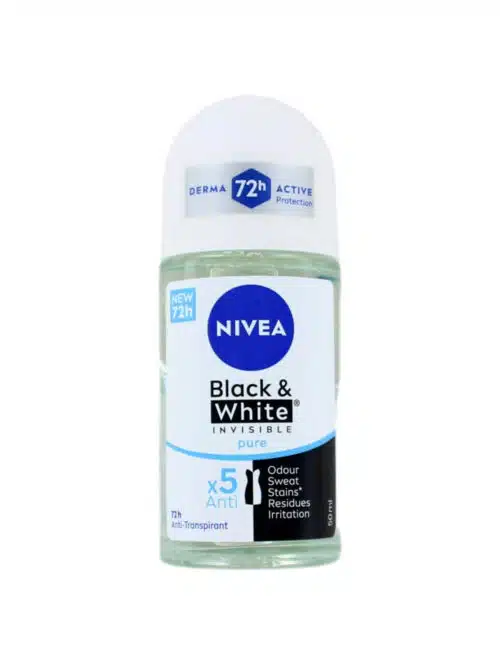 Nivea Deodorant Roller Invisible Black & White Pure, 50 ml