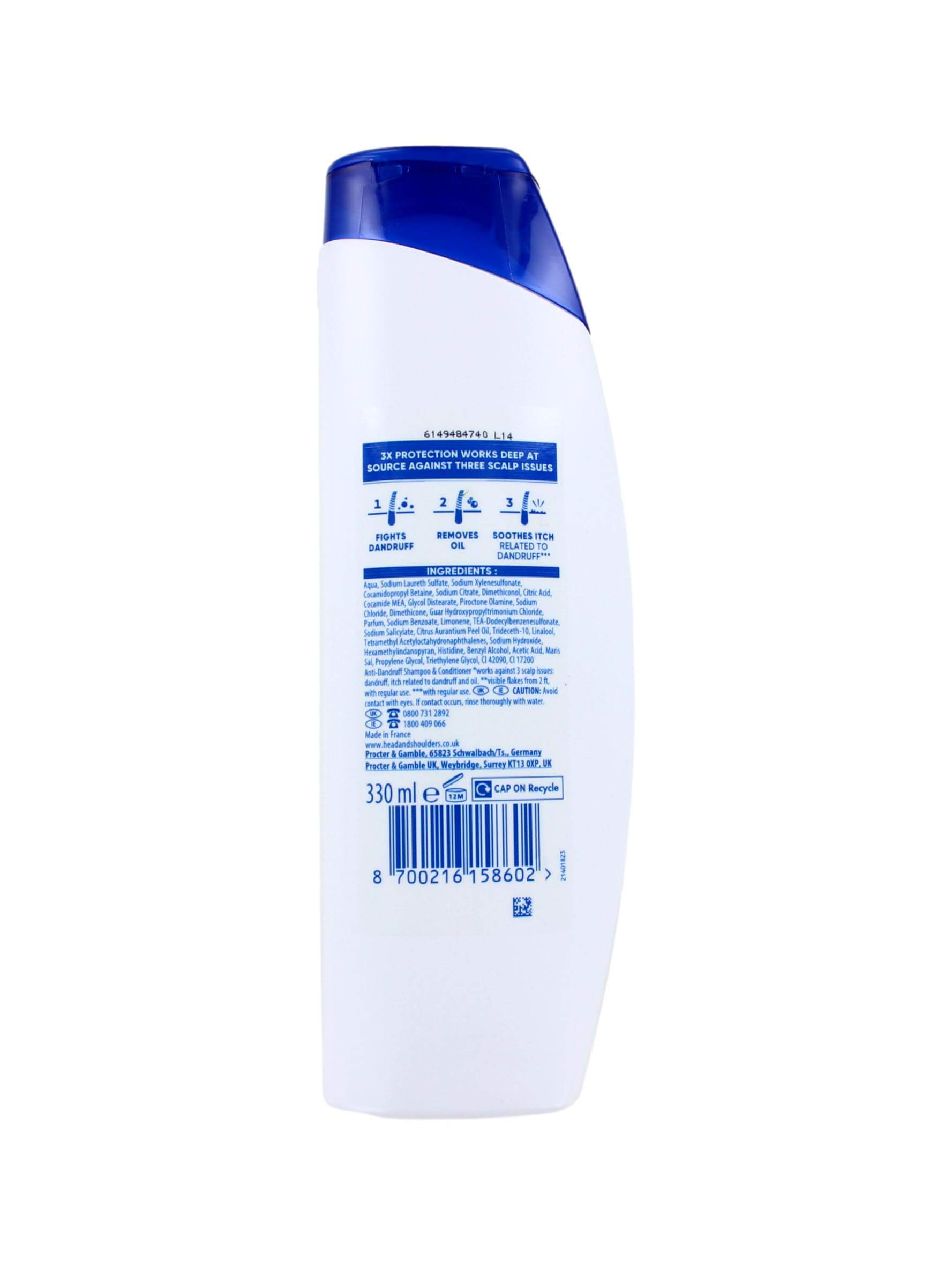 Head & Shoulders Shampoo Men 2in1 Total Care, 330 ml, foto 2 van 2