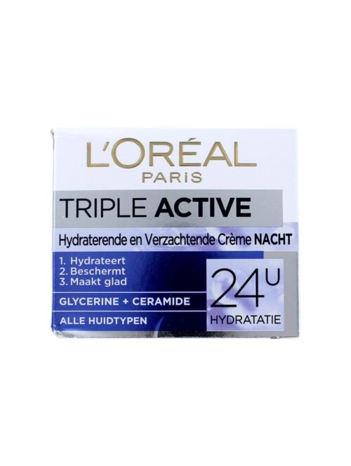 L'Oreal Nachtcreme Triple Active Alle Huidtypen, 50 ml