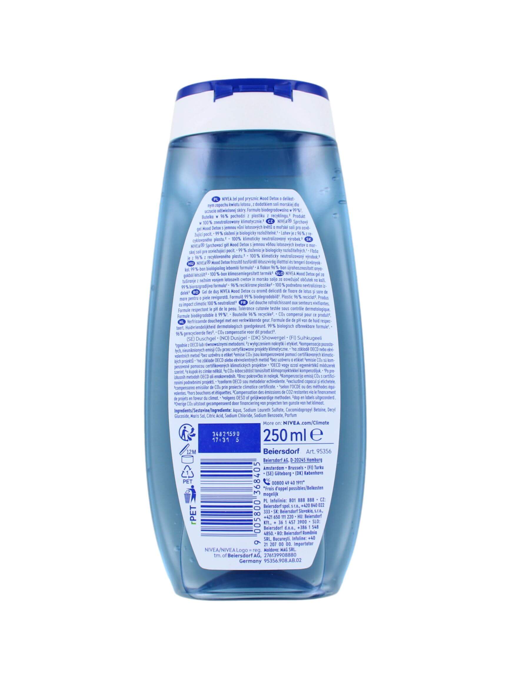 Nivea Douchegel Mood Detox Lotus Flower & Sea Salt, 250 ml, foto 2 van 2