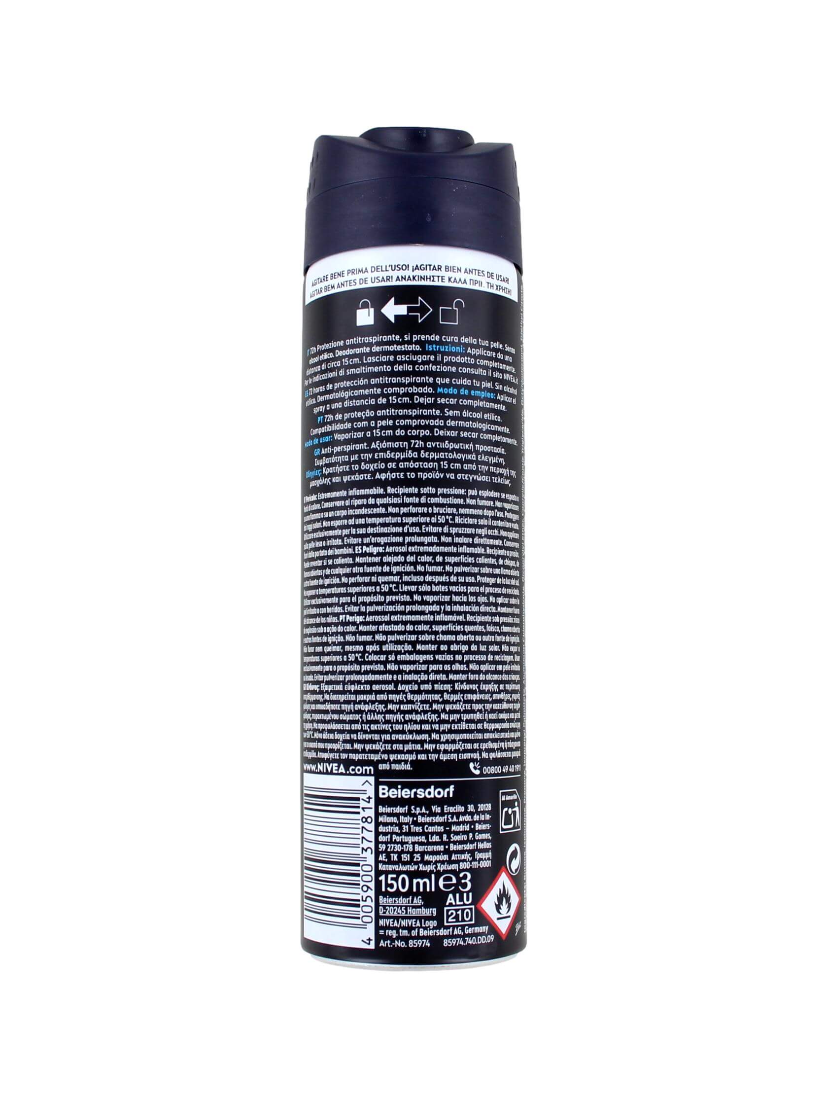 Nivea Men Deodorant Spray Invisible Black & White Active, 150 ml