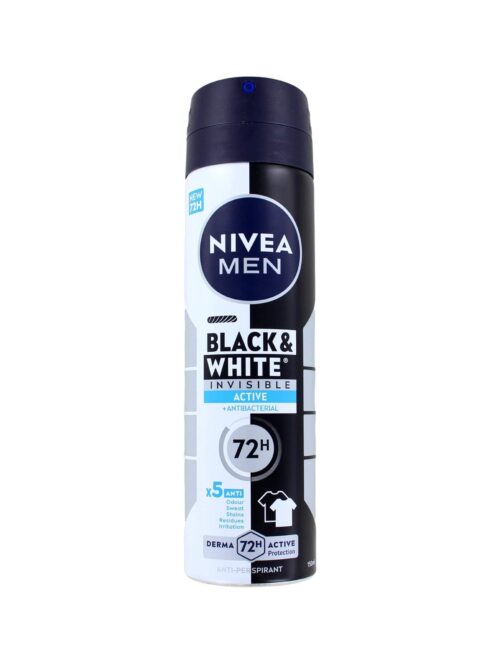 Nivea Men Deodorant Spray Invisible Black & White Active, 150 ml