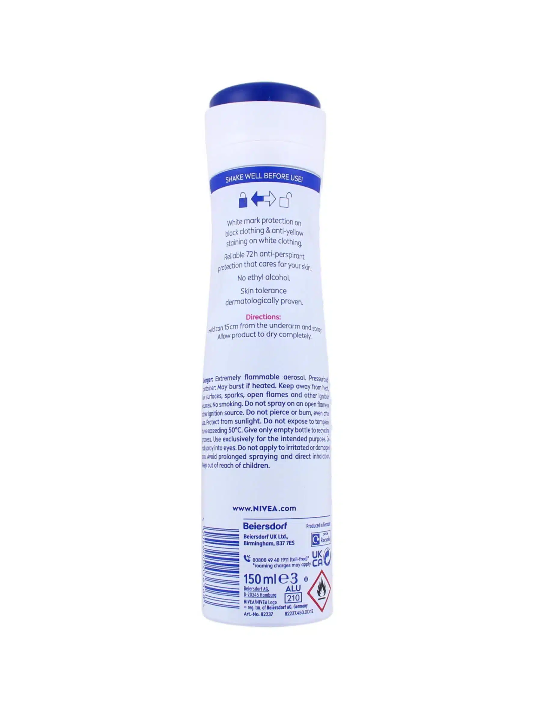 Nivea Deodorant Spray Invisible Black & White Clear, 150 ml